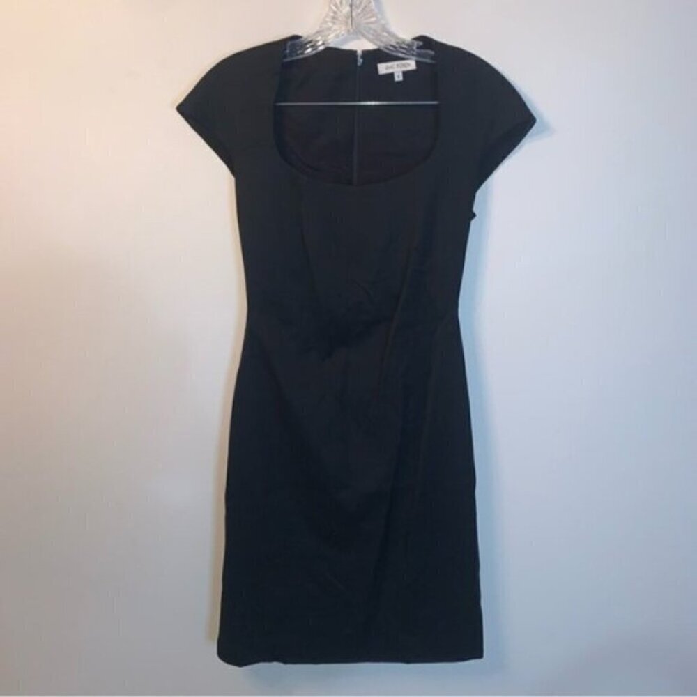 Zac Posen Black Dress Wool Silk Cap Sleeve 6